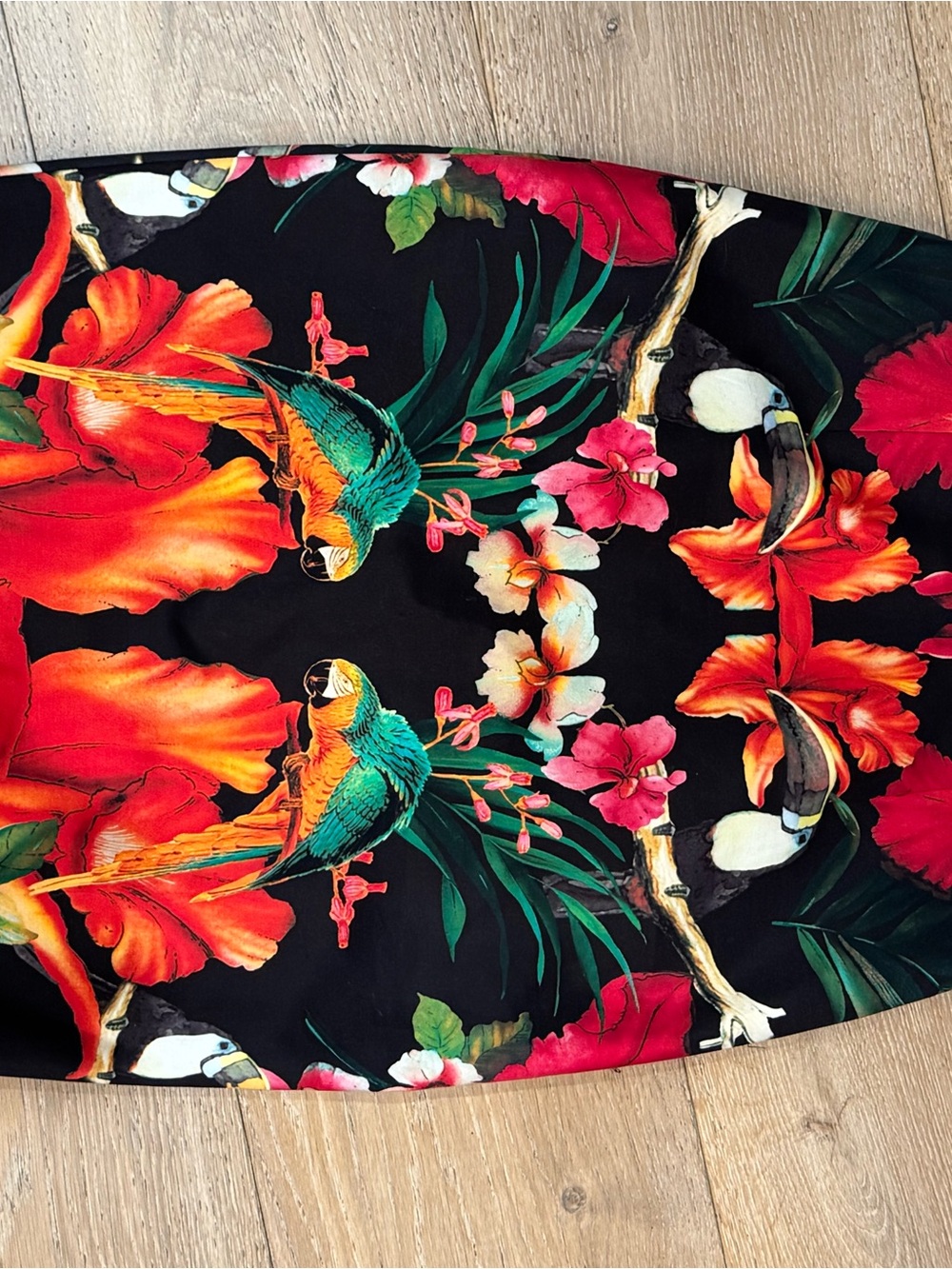 Ted Baker Black Tropical Parrot Floral A-Line Skirt